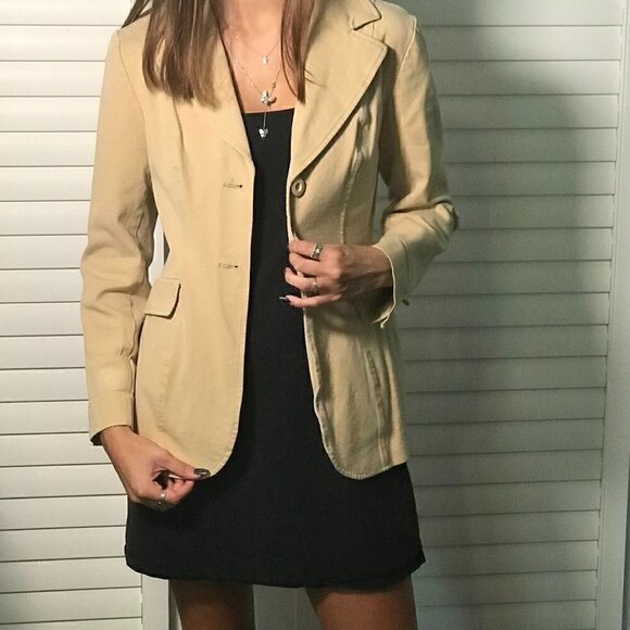 Teen Flo cotton/spandex khaki blazer, 2 - Picture 1 of 9